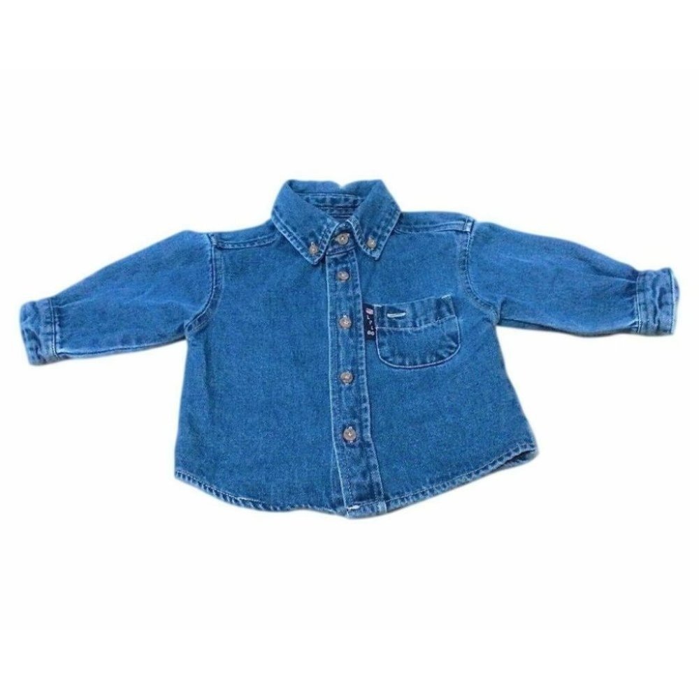 'Lil 66' Route 66 Toddler Front Pocket Button Down Collar Blue Denim Jacket 12M
